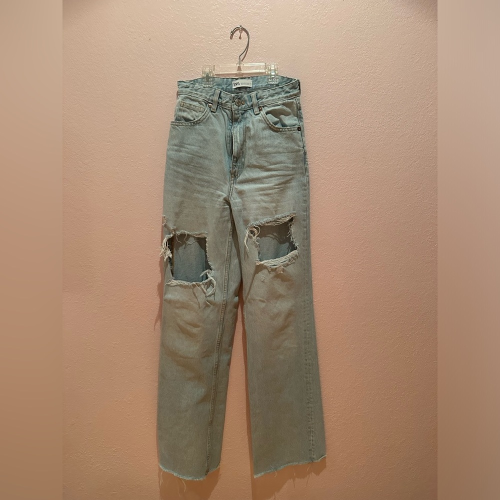 Zara straight leg high rise jeans